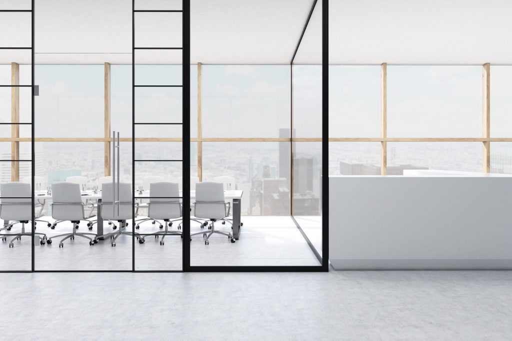 custom office glass partitions doors black frame slim frame toronto gta design