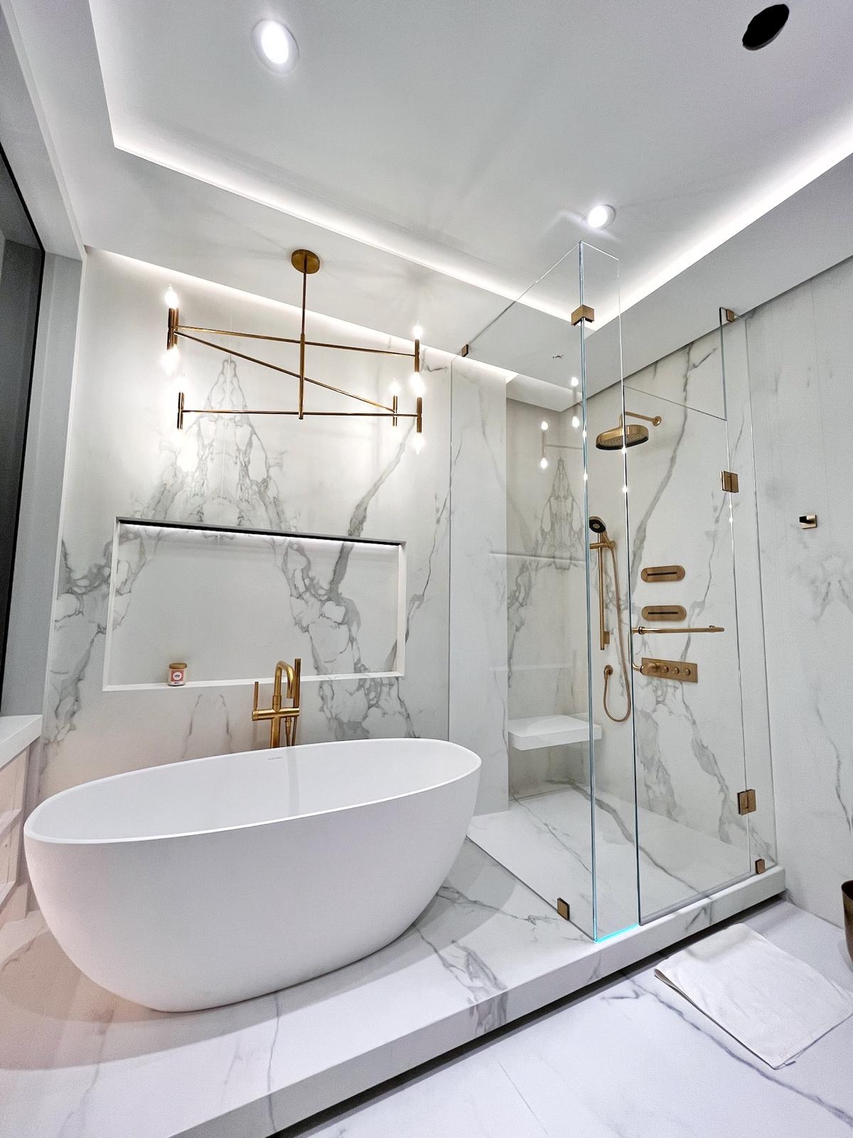 custom shower glass enclosure with return gta toronto design install